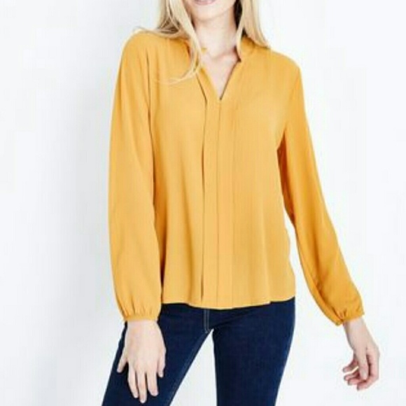 mustard yellow long sleeve blouse